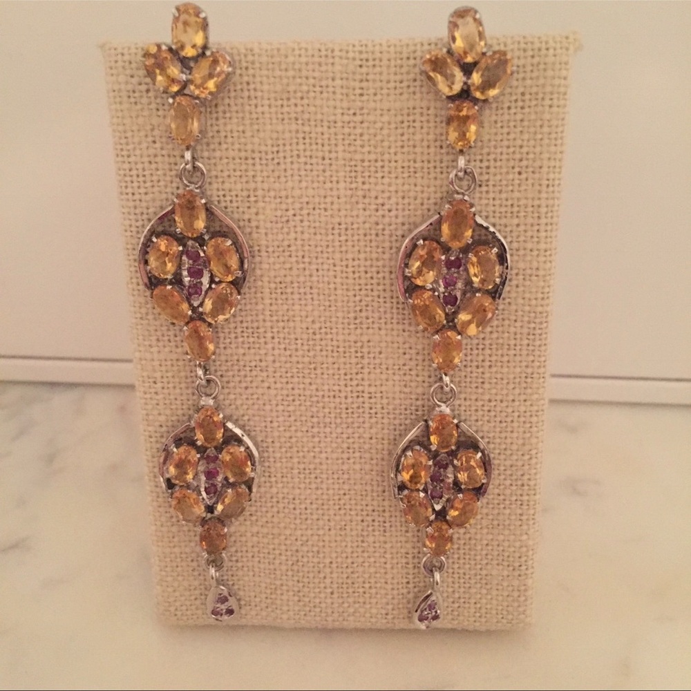 Citrine & Ruby Chandeliers in Sterling Sil… - Picture 10 of 10